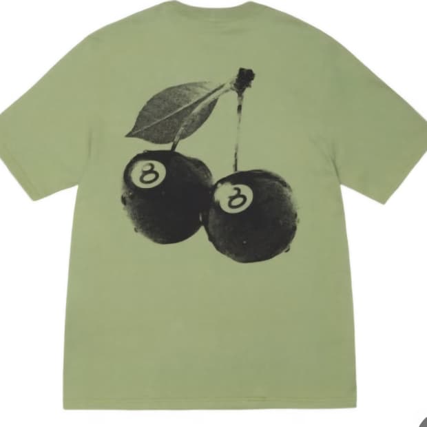 스투시 체리 반팔티 모스 그린