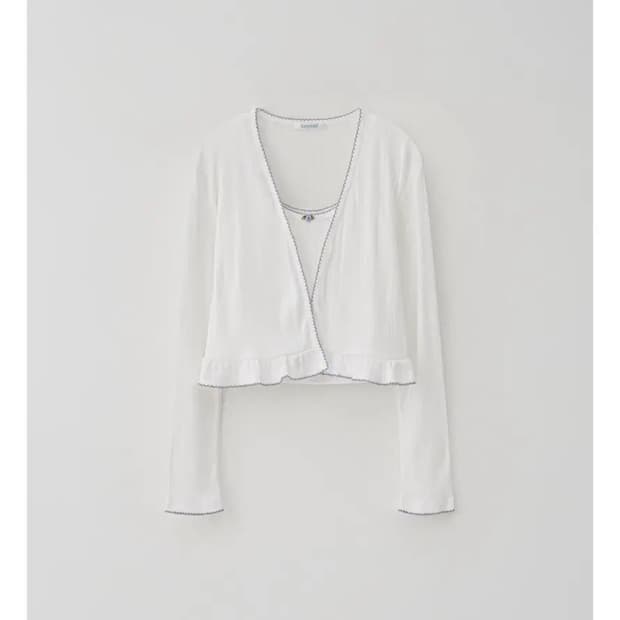 타낫 T/T Flow corsage cardigan set (white)