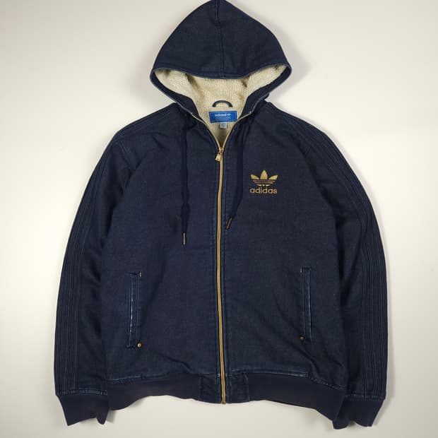 아디다스 파이어버드 데님 양털 후드 자켓