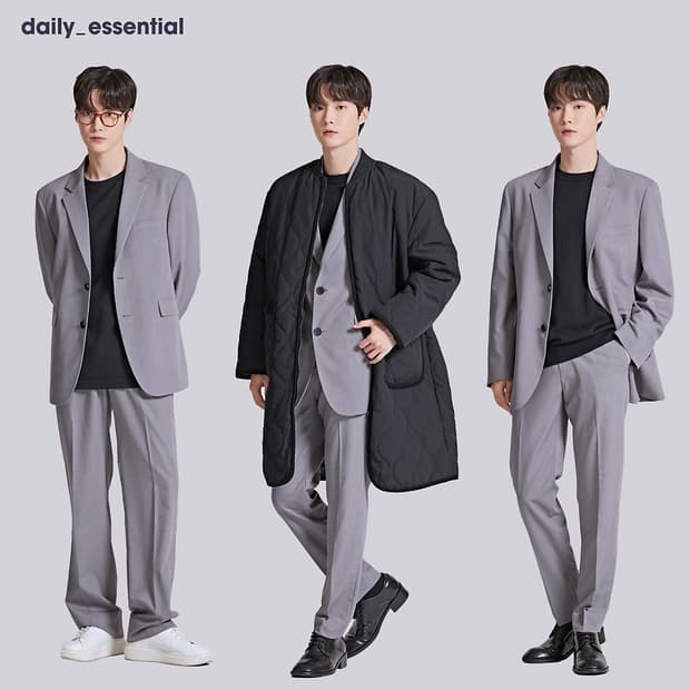 [SPAO) x 짱구대디] 데일리 에센셜 셋업 세미와이드 슬랙스 - 32