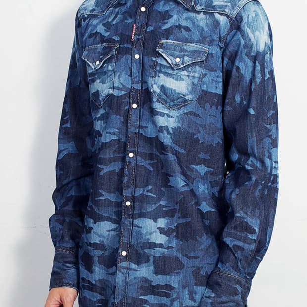 DSQUARED2 디스퀘어드 카모플라쥬 웨스턴 셔츠(데님-코튼)