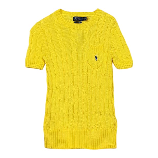 폴로 랄프로렌 피마코튼 캐이블 니트반팔 옐로우 XS
