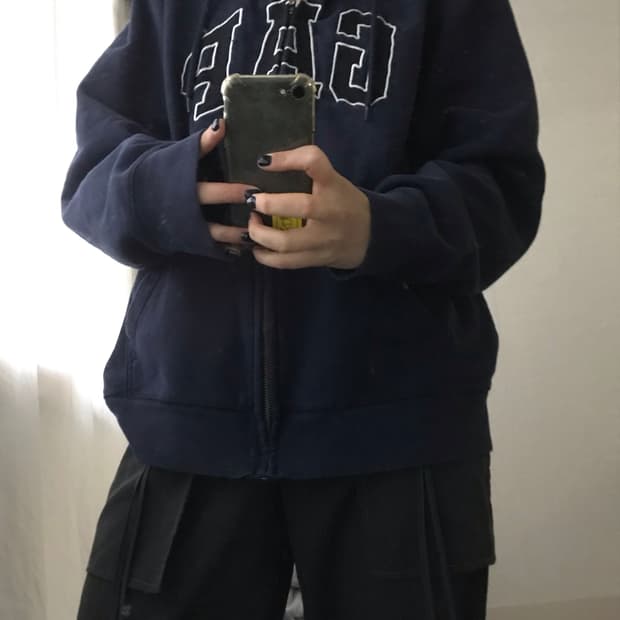 갭 네이비 오버핏 후드집업