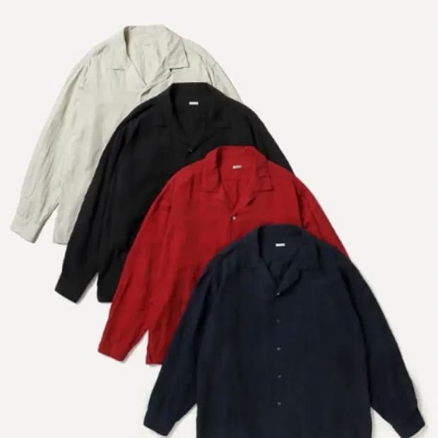 아프레쎄 실크린넨 오픈카라셔츠 레드