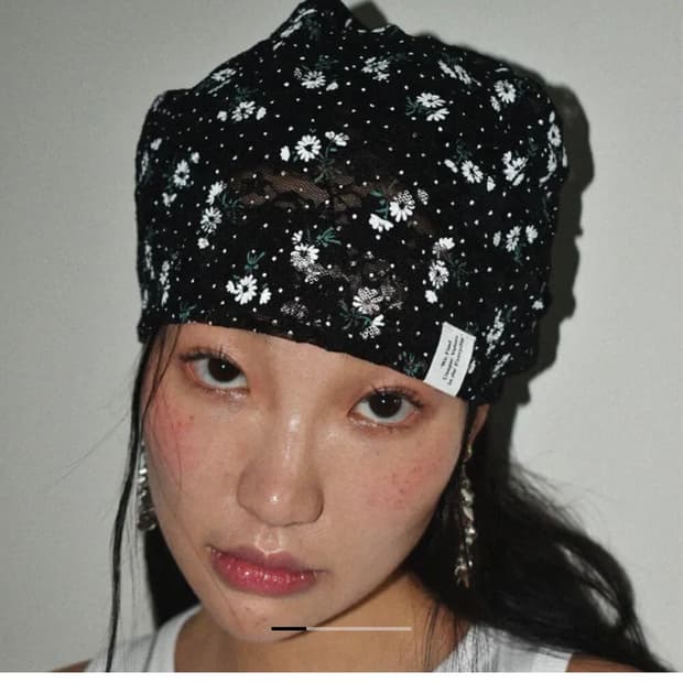 유지떼 Floral SUMMER Hat 플로럴 비니 블랙