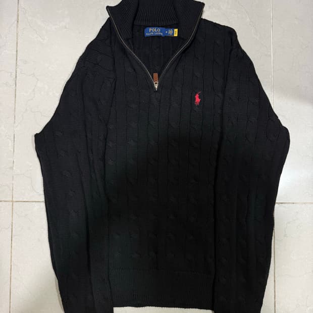 [당일출고,M사이즈] 폴로 케이블 반집업 니트