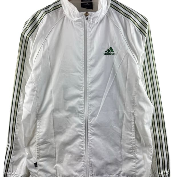 아디다스 화이트 그린 바람막이2443