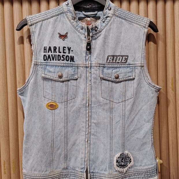 무배) 할리 데이비슨 데님 조끼 자켓 - S