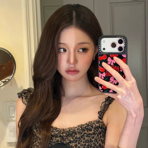 장원영 착용힐다 레오파드 프릴 원피스