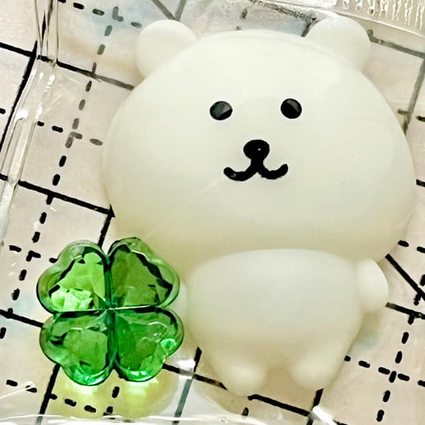 럭키 네잎클로버 농담곰 말랑이 키링2개 (행운 우정키링 커플키링 치이카와