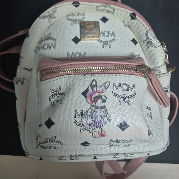 MCM 비세토스 클래식 미니 백팩 핑크 화이트