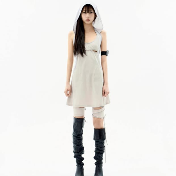 OJOS Halter Hoodie Apron Dress / Grey