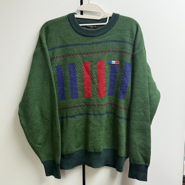 90s 아디다스 레어 레트로 그린 니트 100