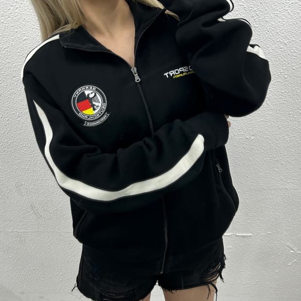 폴로 랄프로렌 germany 화이트라인 블랙 집업 L