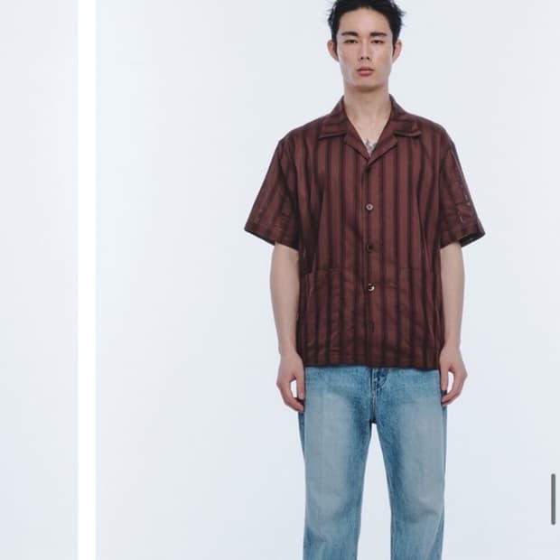 노이스 noice 브라운 스트라이프 셔츠 L