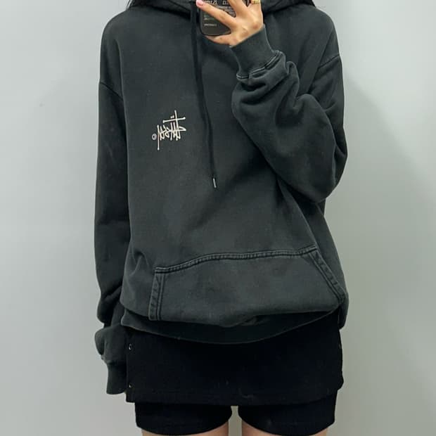 스투시 플라워 블랙 후드티