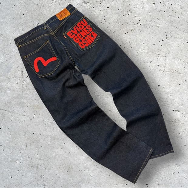 [34x32] EVISU 에비수 오사카 자수 데님 청바지 팬츠 E5