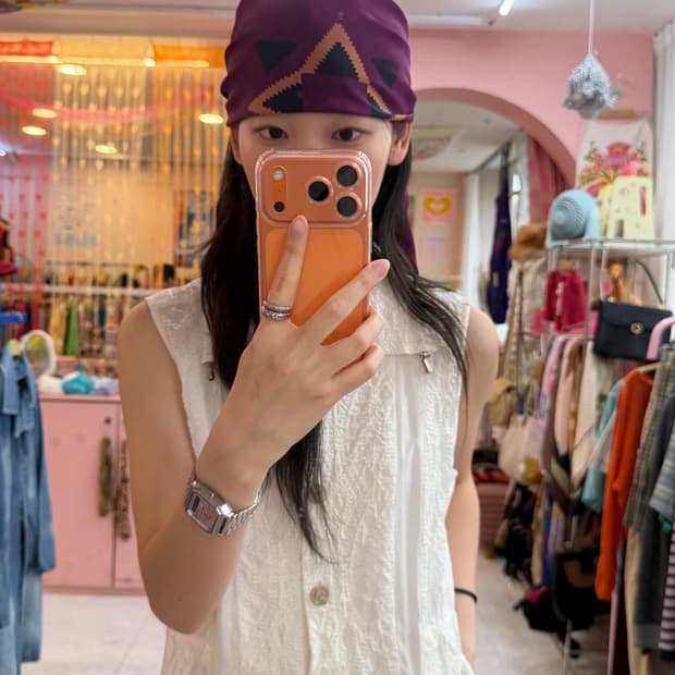 빈티지 기하학 패턴 스카프