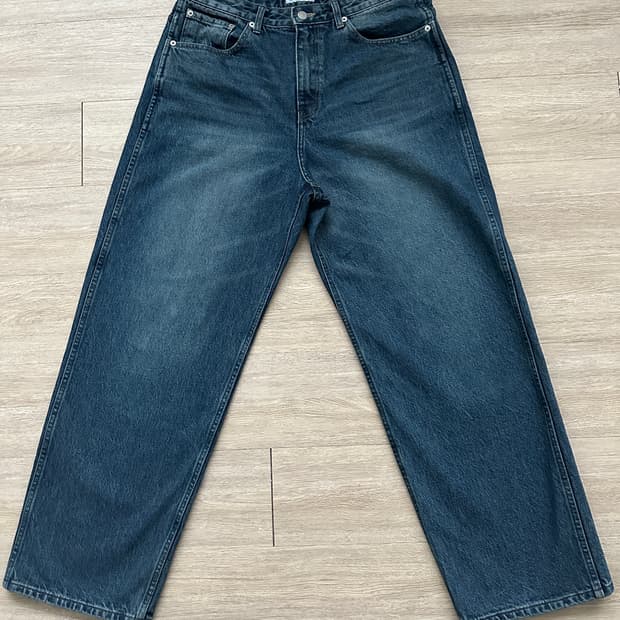 히즈핸더 WASHED WIDE DENIM PANTS BLUE - 3