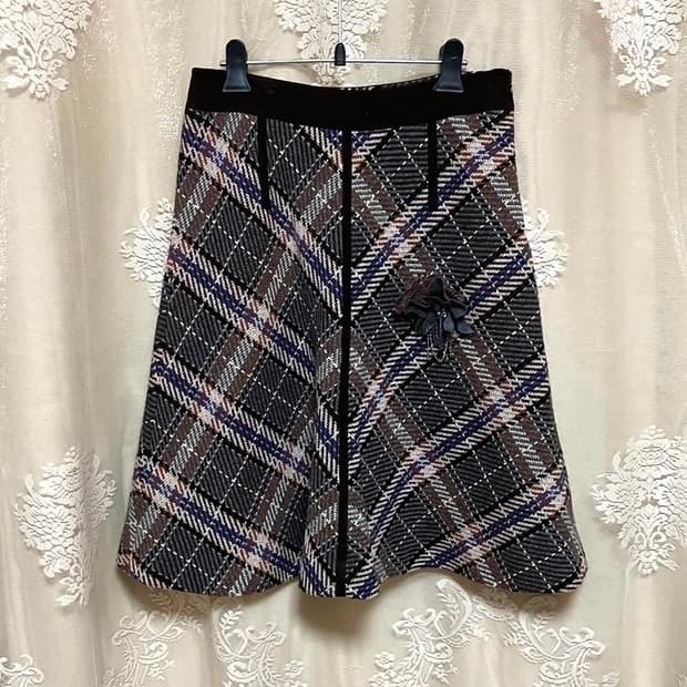 빈티지 TOMBOY 모 체크 스커트