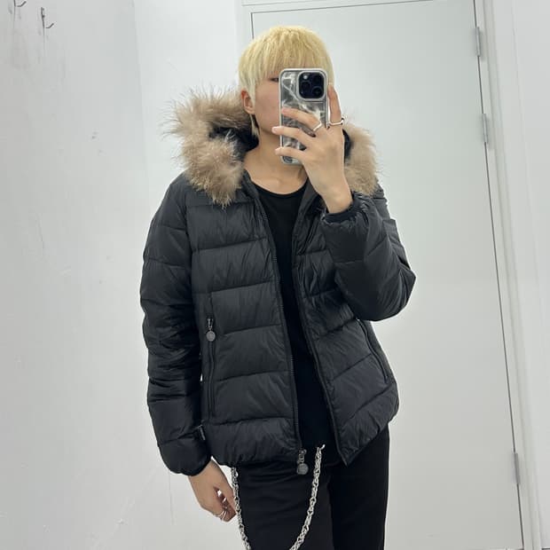 Calvin Klein brown fur full zip padding 