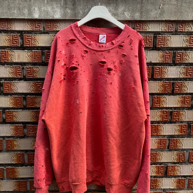 90s jerzees 디스트레스드, 페이딩 스웻셔츠