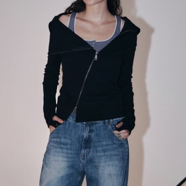 프리즈노팔로우 원숄더 후드집업