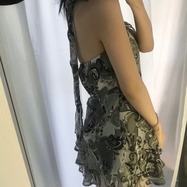 Y2K 그래픽 홀터넥 원피스