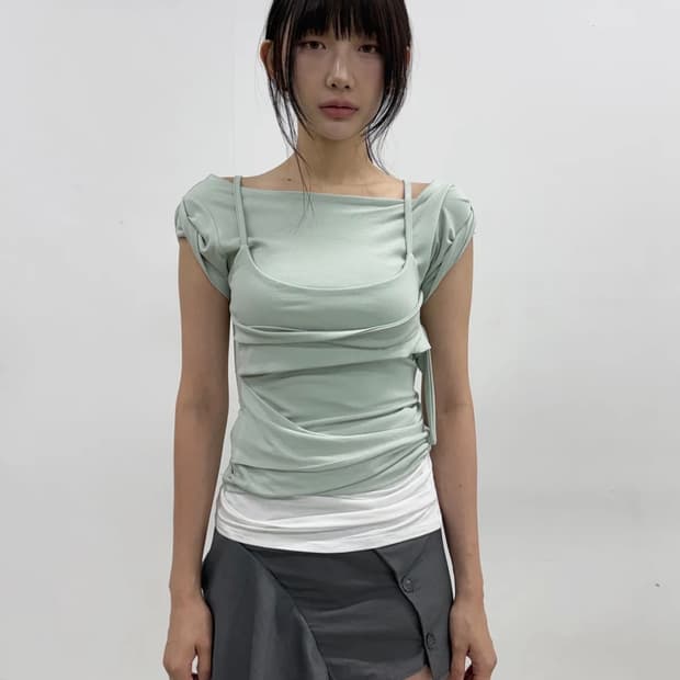 플레어업 레이어드 뷔스티에 탑 민트