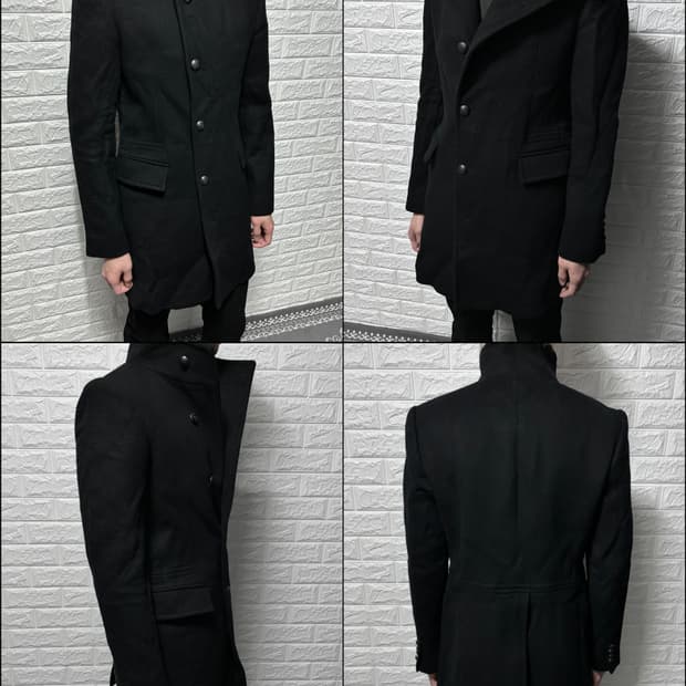 타임 옴므 하이넥 울 코트