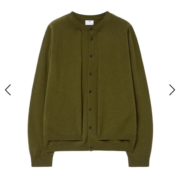 [A.ta] DOUBLE LAYERED CARDIGAN (MOSS)