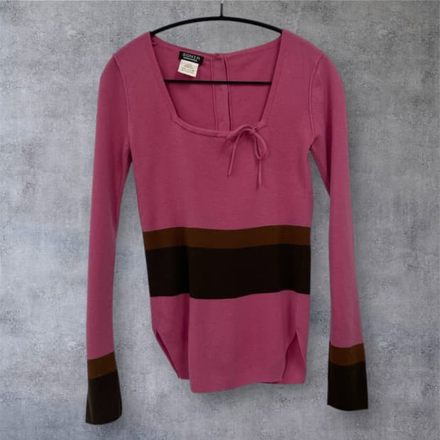 소니아 리키엘 Sonia rykiel 핑크 스퀘어넥  슬림핏 니트 M