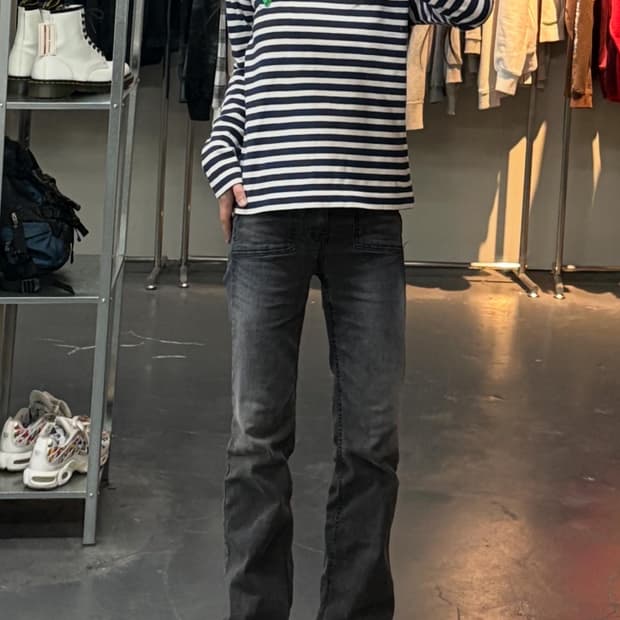 꼼데가르송 빅그린와펜 스트라이프 슬리브리스 A3294