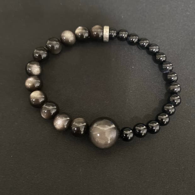 실버 옵시디언 포인트 팔찌