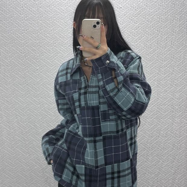 오베이 올드스쿨 스트릿 유니크 격자 체크 자켓 M C07903