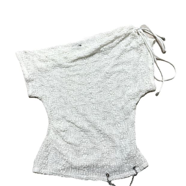 힐다 원숄더 탑 Sheer One Shoulder Sleeveless