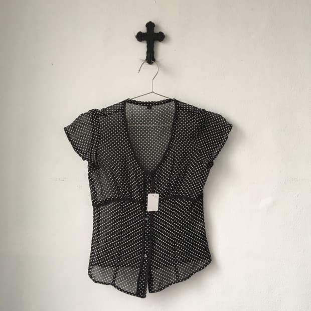 Dot pattern see through blouse