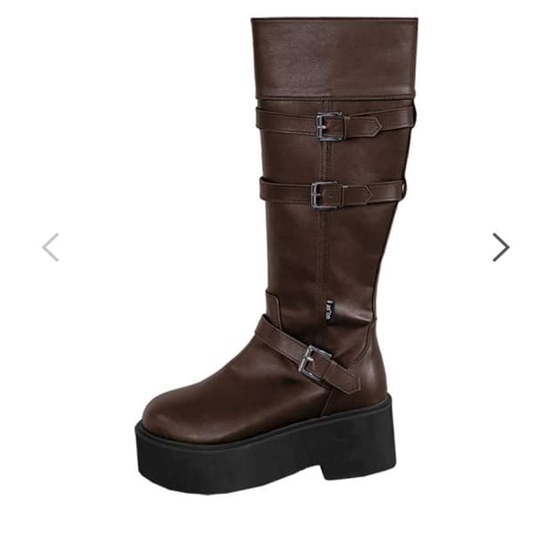 애즈온 MAYA LONG BUCKLE BOOTS / BROWN 235