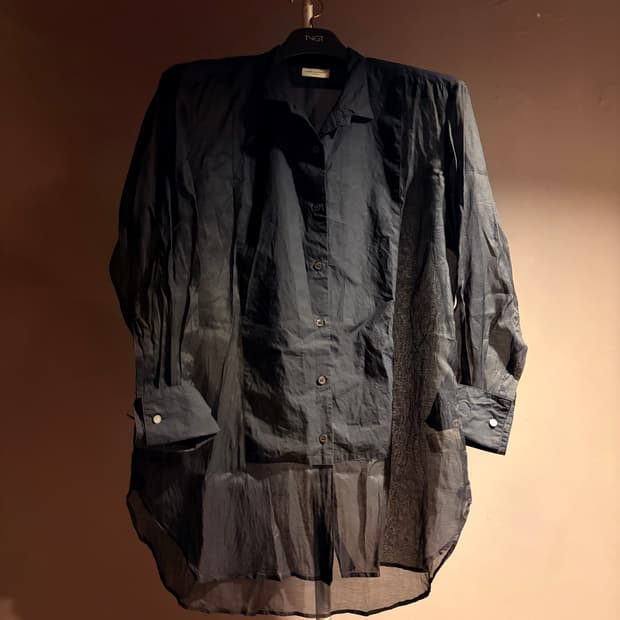 드리스반노튼 시스루 롱셔츠 블랙