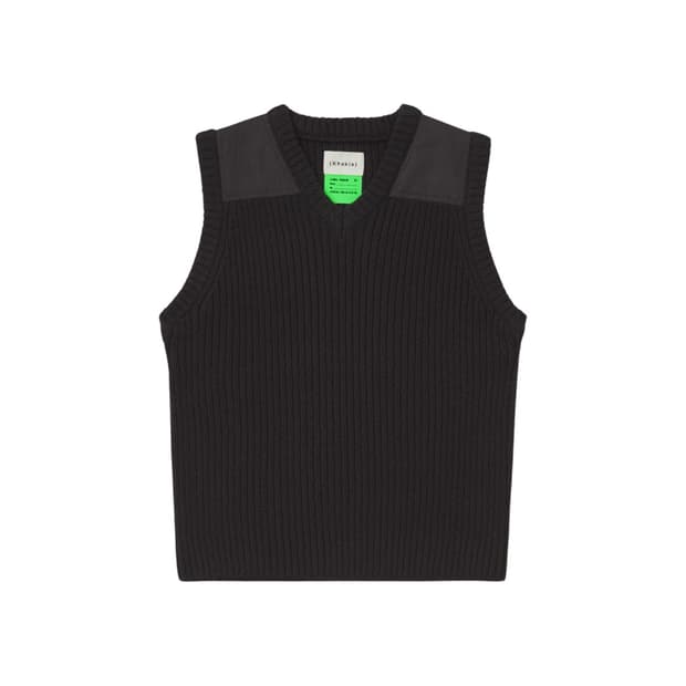 Khakis 카키스 패치드 니트 베스트 블랙