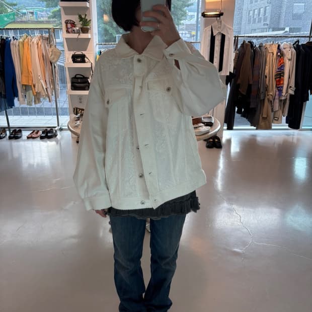 SNIDEL Lace Trucker Jacket