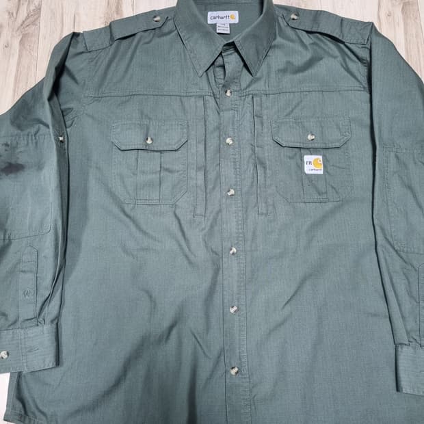 칼하트 FR 견장 카키 워크셔츠 XXL