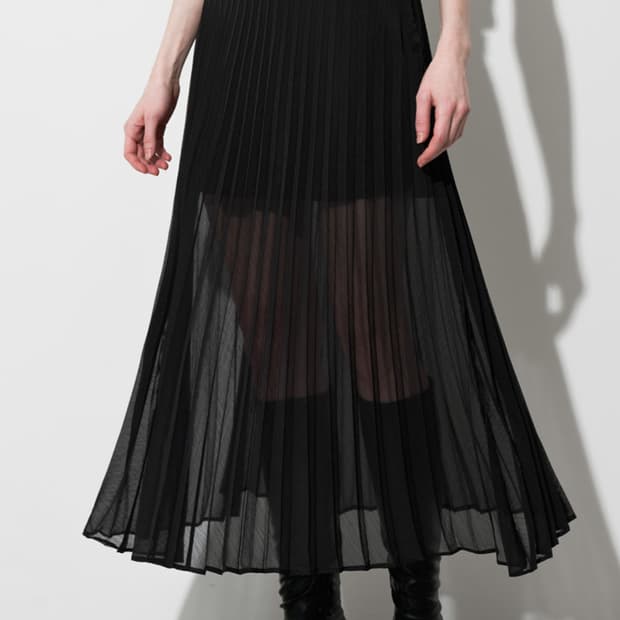 문트 쉬폰 플리츠 롱 스커트