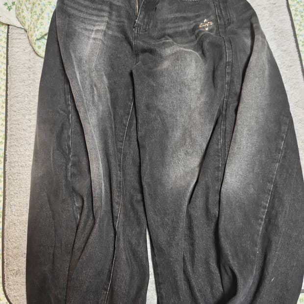 써저리 폴딩 데님 팬츠 흑청