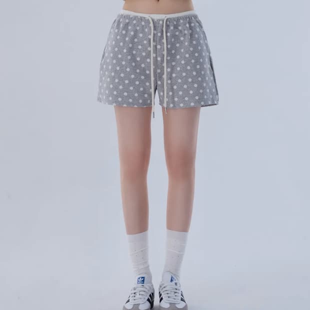 도트 하프 팬츠 멜란지