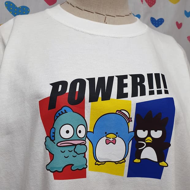 산리오 한교동 턱시도샘 배드바츠마루 펭귄 캐릭터 프린팅 프린트 반팔티셔츠