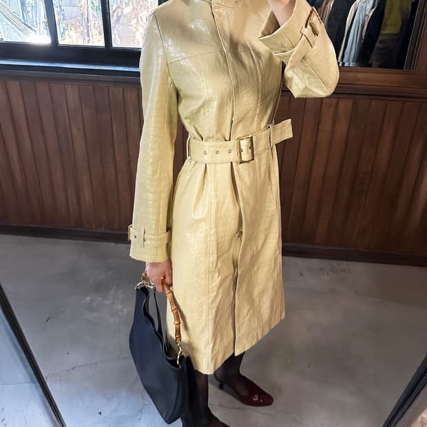 CECIL MCBEE faux leather trench coat