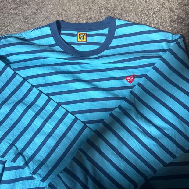 휴먼 메이드 스트라이프 롱슬리브 티셔츠 블루