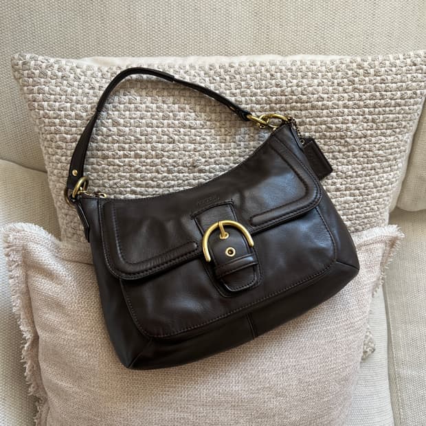 코치 브라운 레더 숄더백