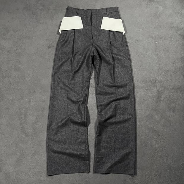 지방시 와이드 그레이 울 슬렉스 팬츠